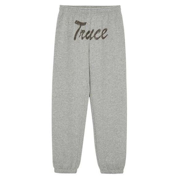 TRUCE Teen Girl Heather Grey Cotton Terry Sport Logo Sweatpants Kids Size L / 14 - Picture 1 of 4